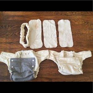 Wool cloth diaper covers and accessories.